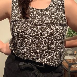 Black Floral H&M Top with Crochet Detail